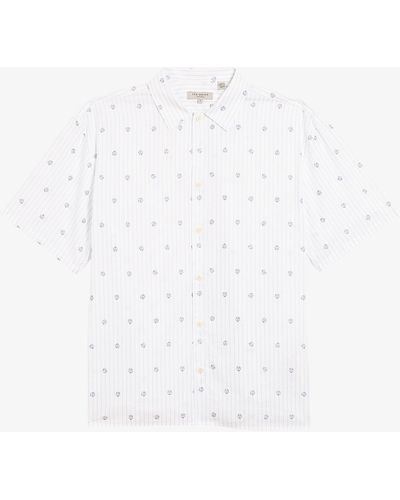 Ted Baker Magnolia-print Striped Cotton Shirt - White