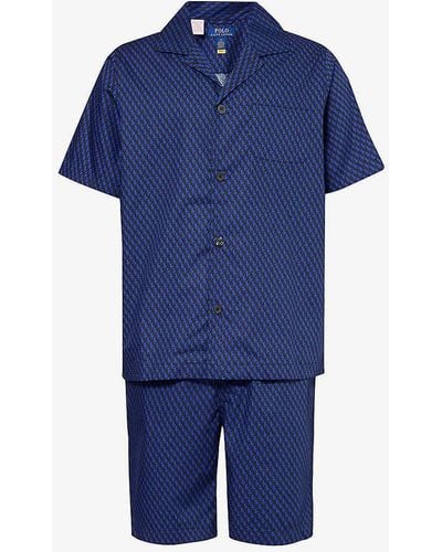 Polo Ralph Lauren Logo-print Regular-fit Cotton Pyjamas - Blue