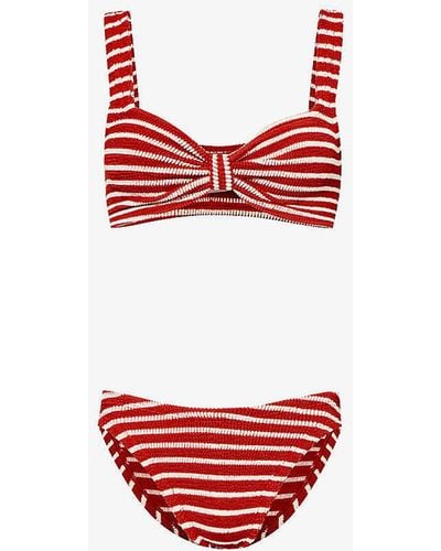 Hunza G Bonnie Striped Recycled Polyester-blend Bikini - Red