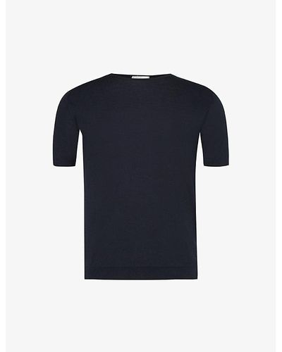 John Smedley Belden Short-sleeve Cotton Knitted T-shirt X - Blue