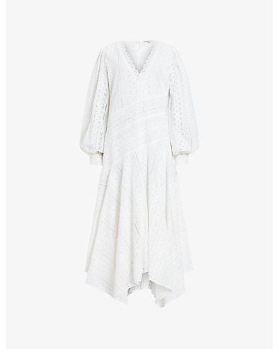 AllSaints Aviana Broderie Organic-cotton Maxi Dress - White