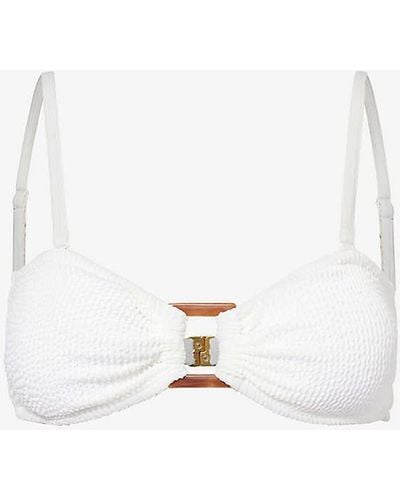 4th & Reckless Lulu Crinkle-texture Balconette Bikini Top - White