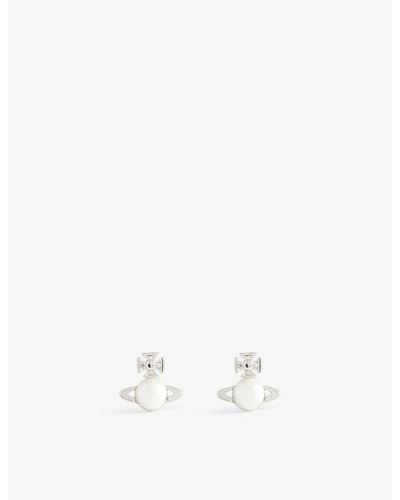Vivienne Westwood Balbina Brass And Faux-pearl Stud Earrings - White