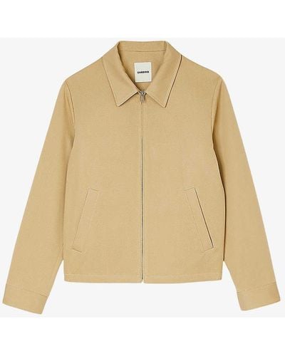 Sandro Pointed Collar Cotton Harrington Jacket X - Natural