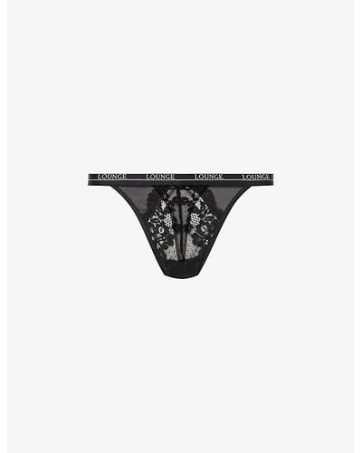 Lounge Underwear Blossom High-rise Stretch-lace Thong - Black