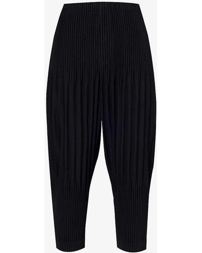 Homme Plissé Issey Miyake Basic Pleated Relaxed-fit Wide Knitted Trousers - Black
