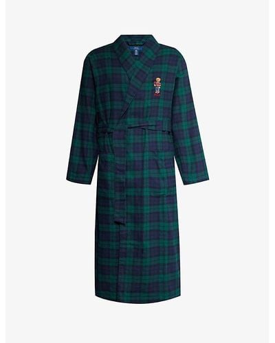 Polo Ralph Lauren Lounge Brand-embroidered Cotton Robe - Blue