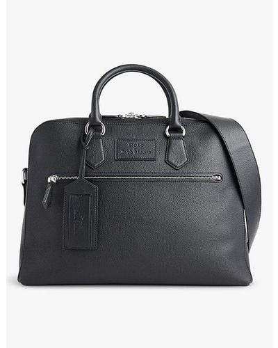 Polo Ralph Lauren Business Logo-patch Leather Briefcase - Black