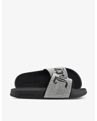 Juicy Couture Donna Diamante-embellished Rubber Sliders - Black