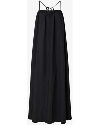 Soeur Arielle Straight-neck Cotton Maxi Dress - Black