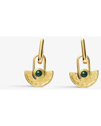 Missoma Zenyu Fan 18ct Yellow -plated Vermeil Recycled Sterling-silver And Malachite Earrings - Metallic