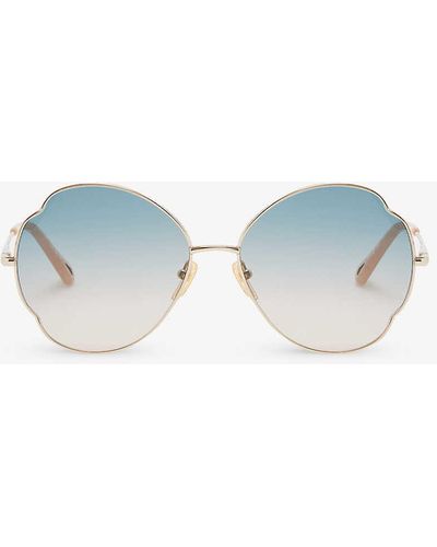 Chloé Ch0093s Oval-frame Metal Sunglasses - Blue