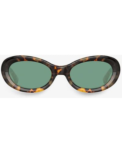 Dries Van Noten Dvn211c2sun Oval Tortoise Shell Acetate Sunglasses - Green