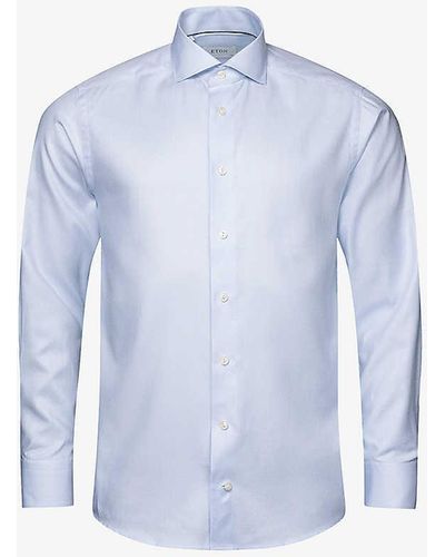 Eton Solid Fine-twill Slimorganic-cotton Shirt - Blue