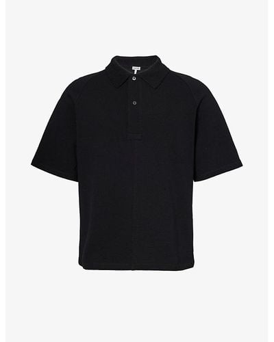 Loewe Logo-embroidered Regular-fit Cotton-piqué Polo Shirt - Black