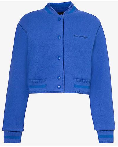 Givenchy Logo-embroidered Padded Wool Jacket - Blue