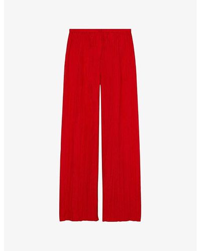 JOSEPH Thoresby High-rise Pleated Silk Pants - Red