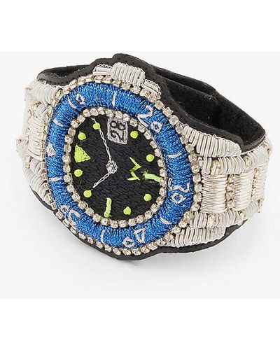 Walter Van Beirendonck Dive Watch Cotton Bracelet - Blue