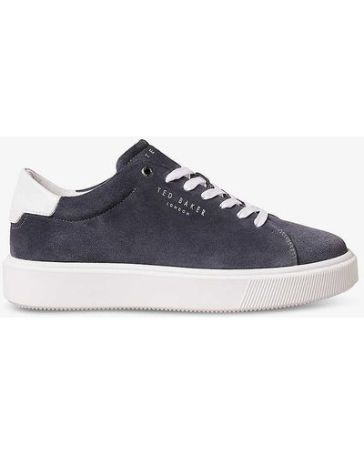 Ted Baker Breyons Logo-print Suede Low-top Trainers - Blue