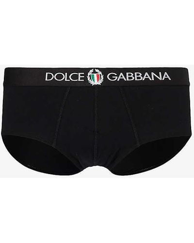 Dolce & Gabbana Brando Logo-embroidered Stretch-cotton Briefs - Black