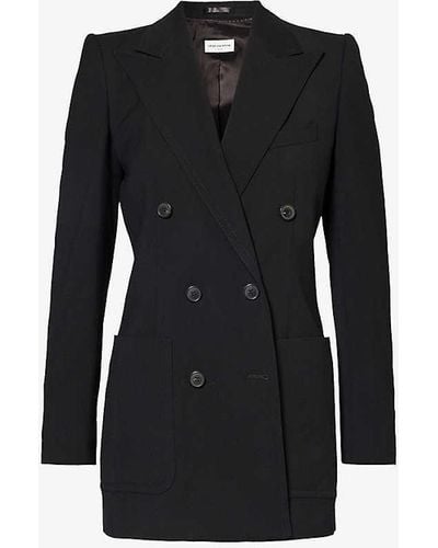 Dries Van Noten Double-breasted Notched-lapel Woven Blazer - Black