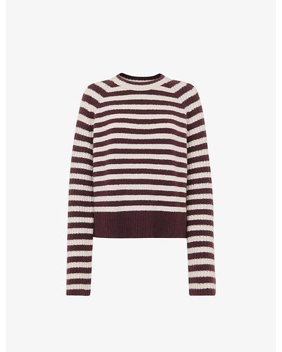 Whistles Striped Round-neck Knitted Sweater - White