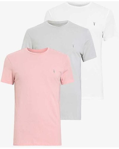 AllSaints 3 Pack Cotton-jersey T-shirts - Pink