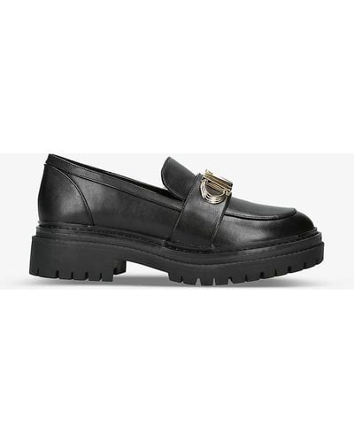 Michael Kors Parker Logo-plaque Lug-soled Leather Loafers - Black
