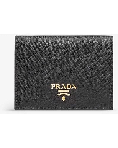 Prada Logo-plaque Small Leather Wallet - Black