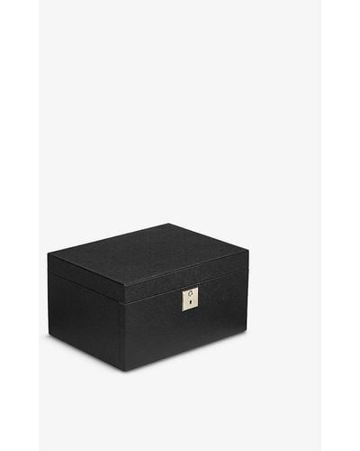 Smythson Panama 3-drawer Leather Jewellery Box - Black