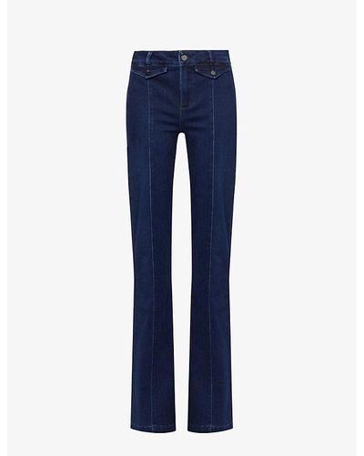 PAIGE Laurel Straight-leg High-rise Stretch Denim-blend Jeans - Blue