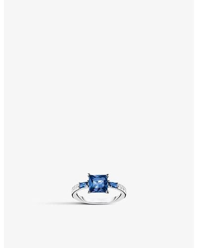 Thomas Sabo Square Sterling-silver, Cubic Zirconia And Glass-ceramic Ring - Blue