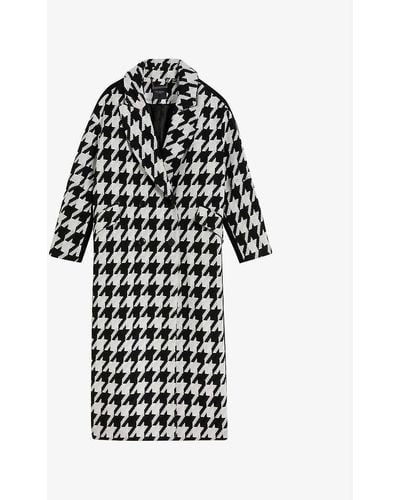 Ted Baker City Houndstooth-check Woven Coat - Black