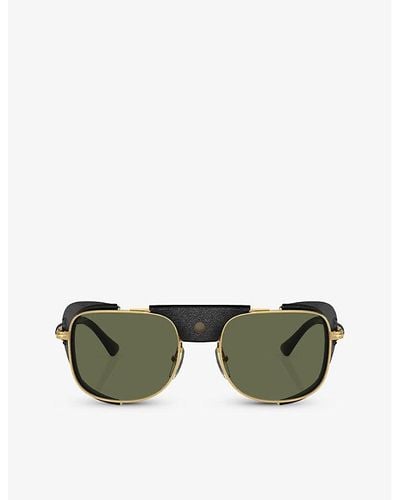 Persol Po1013sz Rectangle-frame Metal Sunglasses - Green