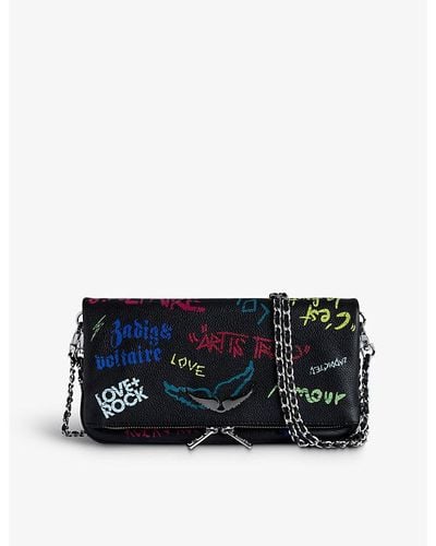 Zadig & Voltaire Rock Tag Leather Clutch Bag - Black
