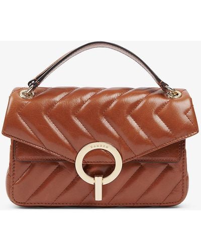 Sandro Yza Quilted Leather Shoulder Bag - Brown