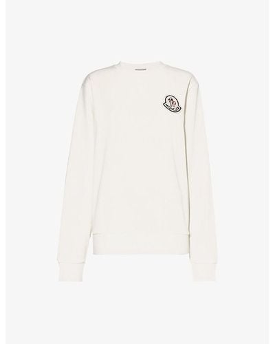 Moncler Logo-appliqué Cotton-blend Sweatshirt - White