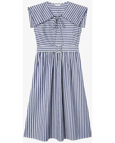 LK Bennett Beau Stripe Cotton Midi Dress - Blue