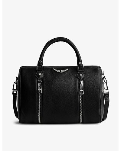 Zadig & Voltaire Sunny Medium Grained Leather Bowling Bag - Black