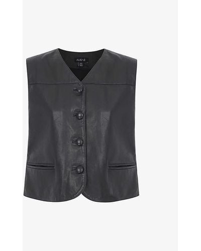 ALIGNE Genesis Sleeveless Leather Waistcoat - Grey