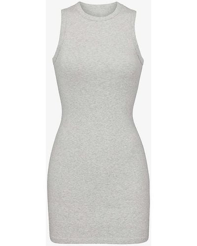 Skims Slim-fit Scoop-neck Stretch-cotton Mini Dress X - White