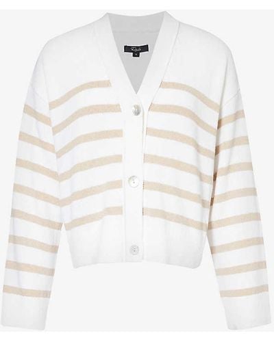Rails Geneva Striped Cotton And Recycled Polyester-blend Knitted Cardigan - White