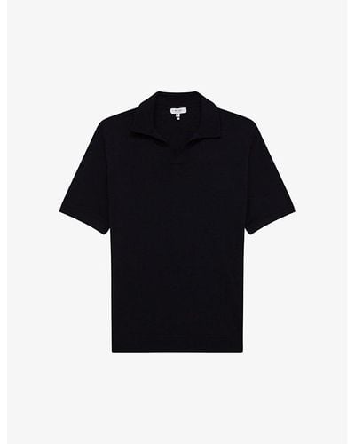 Reiss Duchie Open-collar Short-sleeve Wool Polo X - Black