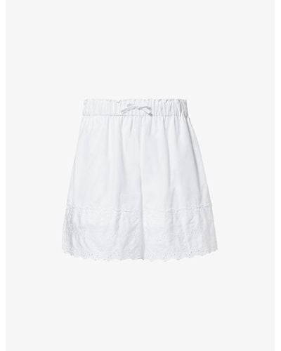 Simone Rocha Text-embroidered Drawstring-waist Cotton Shorts - White