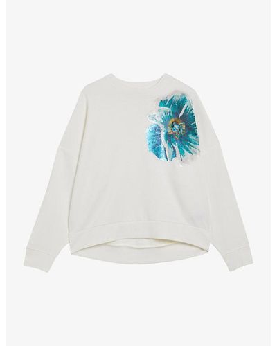 Ted Baker Bayleyy Sequin-flower Embellishment Stretch-jersey Sweatshirt - White