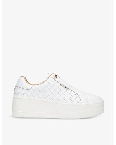 Carvela Kurt Geiger Connected Laceless Leather Sneakers - White