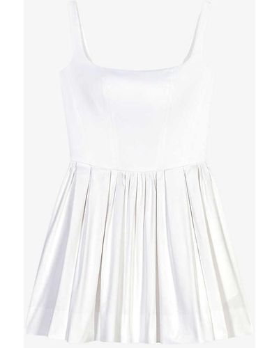 Maje Square-neck Sleeveless Stretch-woven Mini Dress - White