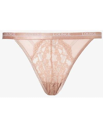 Lounge Underwear Two Toned Blue Blossom Balcony Thong. Lounge