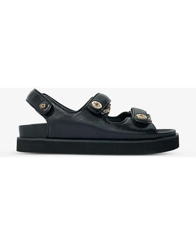 Maje Clover-embellished Flat Leather Sandals - Black