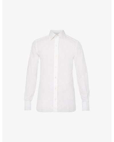 Tom Ford Stepped-hem Slim-fit Cotton-poplin Shirt - White